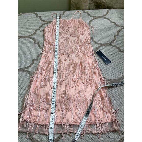 Lulus Making Magic Blush Pink Fringe Lace-Up Mini Dress, size XS - Picture 5 of 16